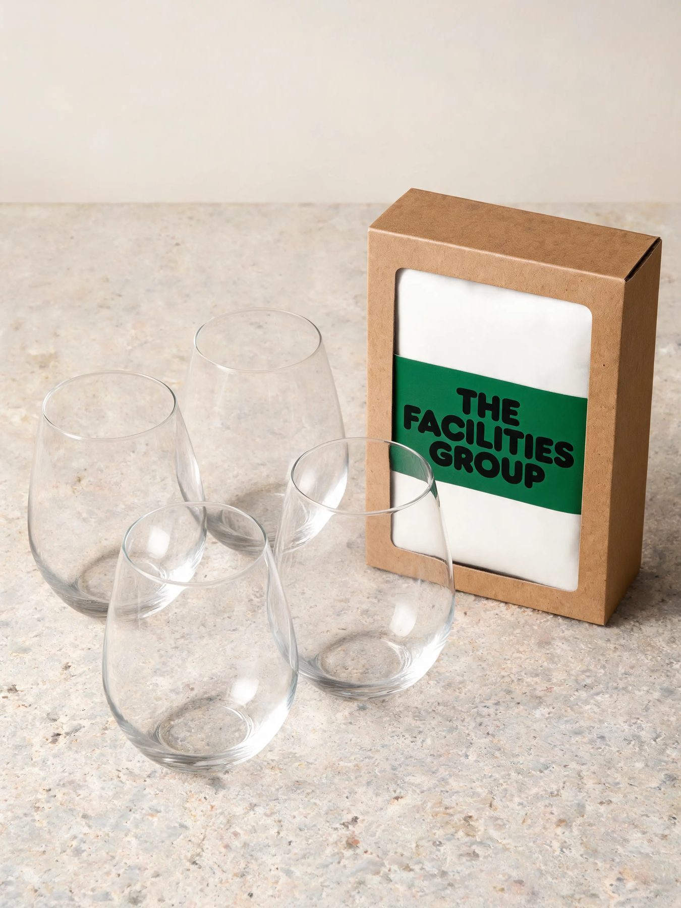 Stemless Wine Glasses, Set of Four